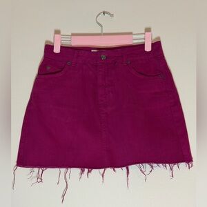 NWOT Top Shop Magenta Frayed Mini Skirt